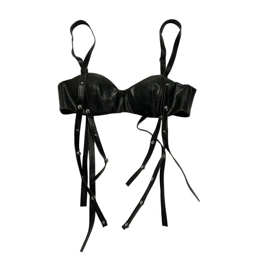 Cultnaked Faux Leather Bra Top in Burnt